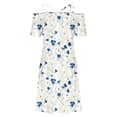 thumbnail image 4 of ICHUANYI Clearance Fashion Women Casual Sexy Cold Shoulder Printing Summer Short Sleeve Dress(White, XL) ICHUANYI WER2023081508658, 4 of 4