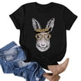 thumbnail image 5 of FINALGANG Womens Easter Bunny Leopard Bandana Glasses Print TShirts Short Sleeve Crewneck Casual Loose Fit Tees For Spring Holiday Daily Wear Versatile Top, 5 of 8