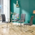 thumbnail image 2 of Modern 51 inch Transparent Dining Table and 4 Dining Chairs Set for Living Room Study Room, 4 Dining Chairs and a Transparent Dining Table Set (Transverse Stripe backrest Chairs with Table,Black), 2 of 11