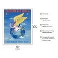 thumbnail image 2 of Air France - Eastern Air Lines - Deux Reseaux (Two Networks - One Single Ticket) - Vintage Airline Travel Poster by Plaquet c.1950 - Fine Art Matte Paper Print (Unframed) 16x20in, 2 of 4