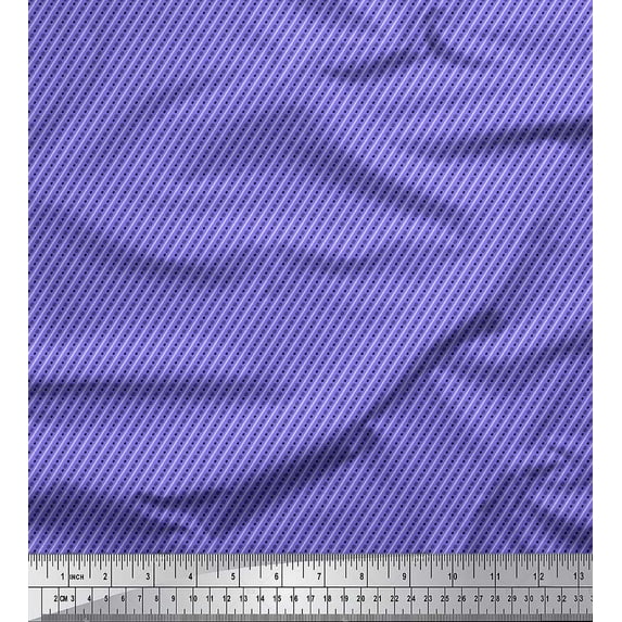 Soimoi Purple Japan Crepe Satin Fabric Diagonal Stripe & Dots Print Fabric by the Yard 44 Inch Wide