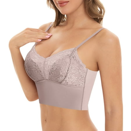 

Bra Women Plus Size Vest Crop Wire Frees Bra Lingerie Sexy V Neck Underwear Lingerie NylonSpandex no underwire sports bra Pink