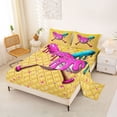 thumbnail image 2 of Erosebridal Yellow Dripping Waffle Pink & Cyan Baseball & Bat Graphic Bed Sheets 4pcs, Sport Graphic King Sheets for Boys And Girls Kids,Luxury Bedroom Decor, 2 of 5