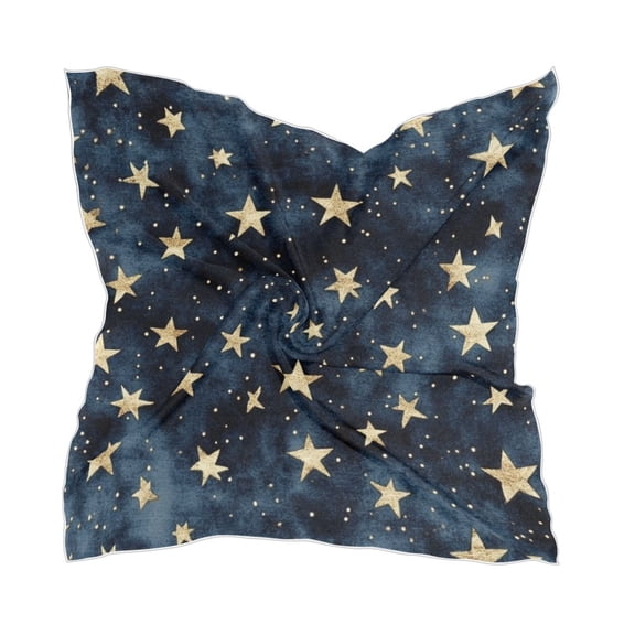 Small Gold Stars Pattern Women's Fashion Soft Scarf Square Satin Head Scarf Neck Scarf Head Hair Wraps