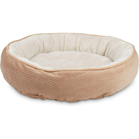 Snooze Fest Tan Textured Round Cat Bed 20" L X 20" W X 20" H