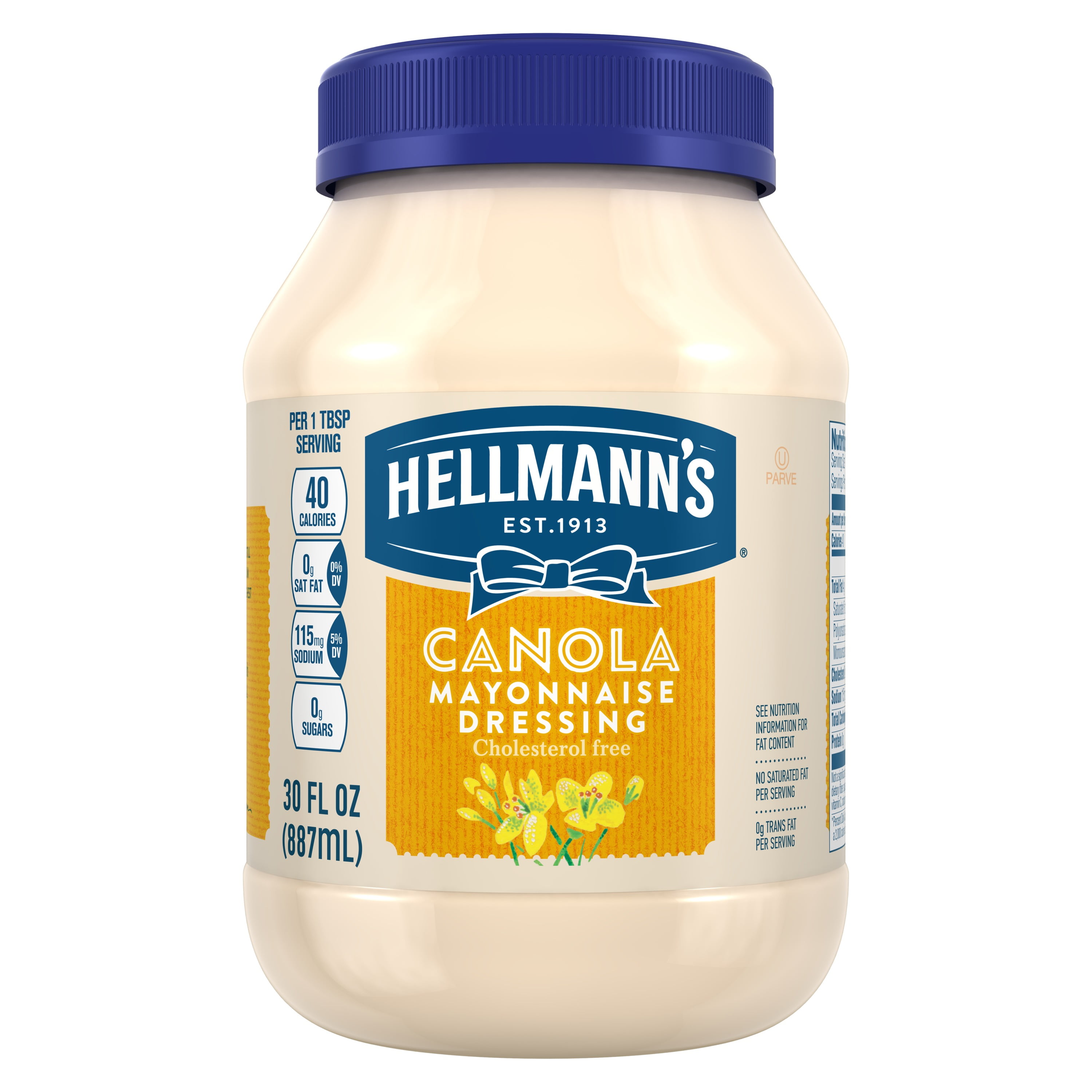 Hellmann's Cholesterol Free Canola Mayonnaise, 30 fl oz Jar