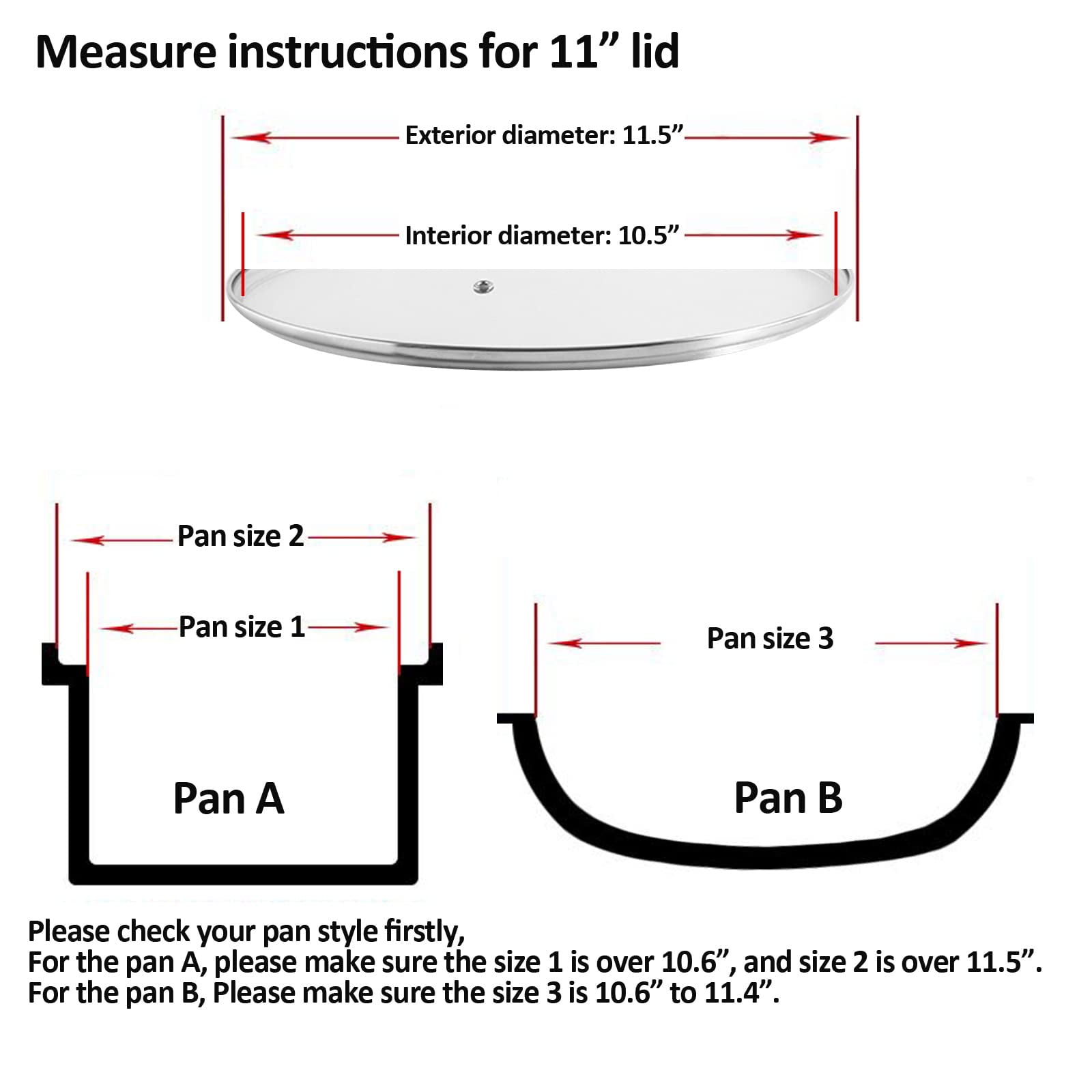 11 inch Pots and Pans lids, DIIG Tempered Glass Skillet Lid
