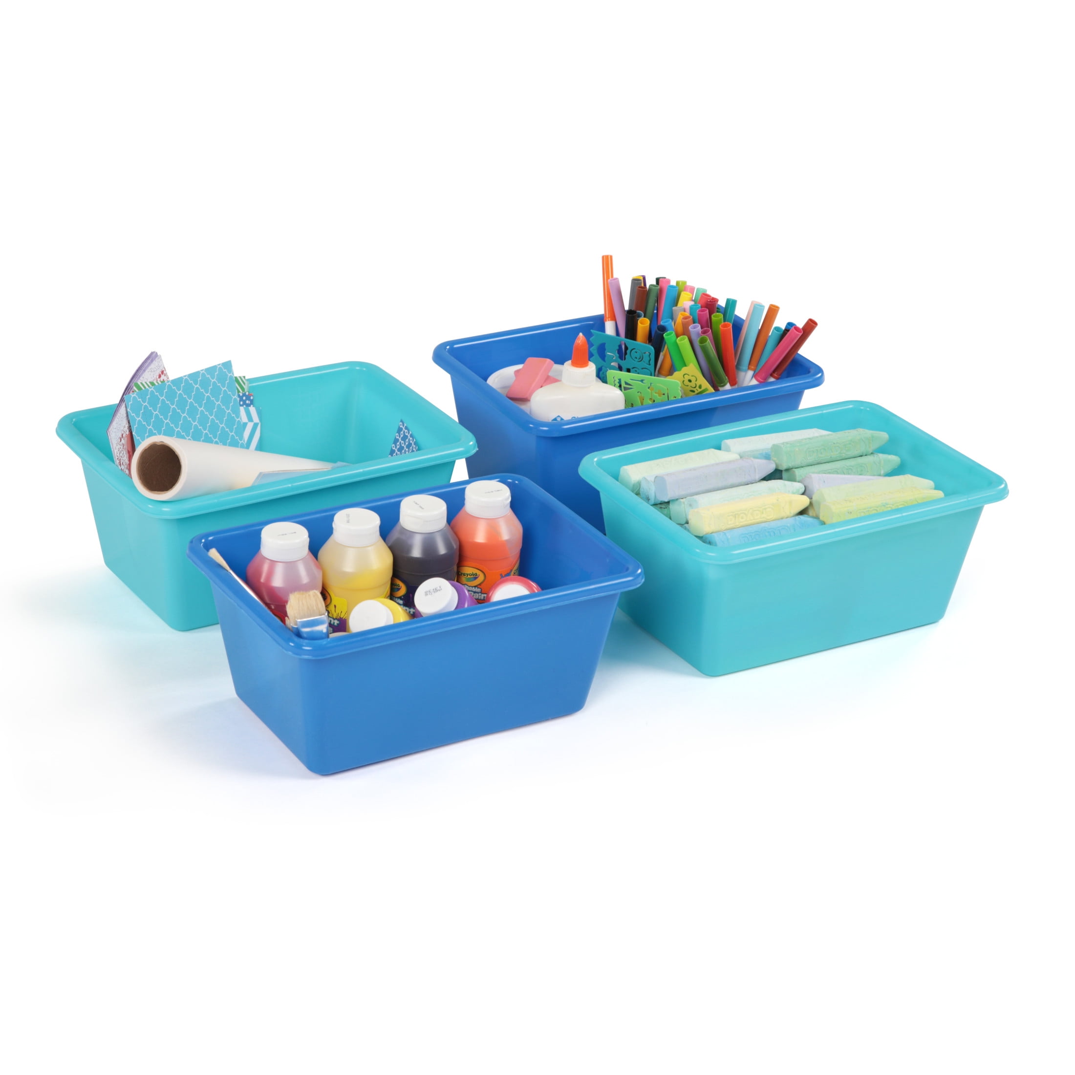 Humble Crew Standard Plastic Storage Bins, Set of 4, Navy/Teal