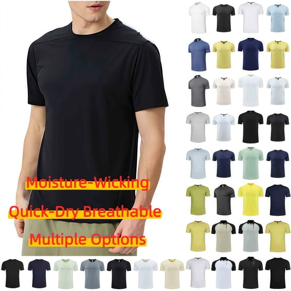 Mens Active T-Shirt, Performance Short Sleeve T-Shirt,Solid Color Moisture Wicking Quick Dry Workout Top,Lightweight Breathable Stretch Fabric for Gym Training,Outdoor Casual, Comfort Fit Tee,Unisex