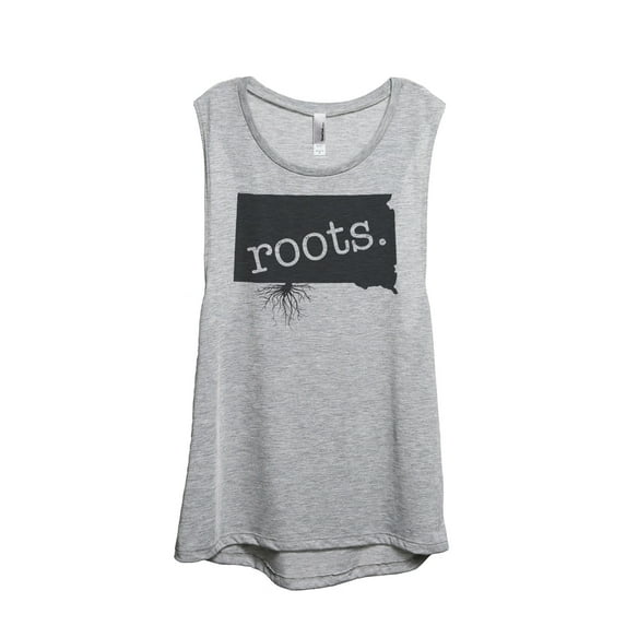 Thread Tank Home Roots State South Dakota SD Women's Sleeveless Muscle Tank Top Sport Grey Small