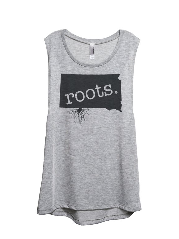 Home Roots State South Dakota SD Women's Sleeveless Muscle Tank Top Sport Grey X-Large