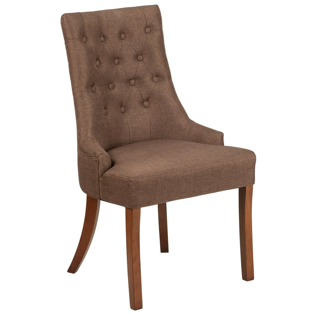 39.5" Brown Upholstered Chair with Button Tufted Back - Walmart.com