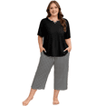 thumbnail image 3 of FEREMO Women Plus Size Pajamas Set Short Sleeve Prints Pjs Sets Sleepwear 2 Piece Loungewear Capri Pants with Pockets, 3 of 8