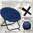 thumbnail image 6 of TANGJEAMER Folding Chair, Saucer Chair with Metal Frame, Comfy Moon Chairs for Bedroom, Living Rooms, Apartments, Garden and Courtyard (Blue), 6 of 7