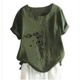 thumbnail image 1 of Blouses pour Femmes, T-Shirt d'Été à Col Rond Manches Courtes Mode Décontractée Imprimé Bouton, 1 of 3