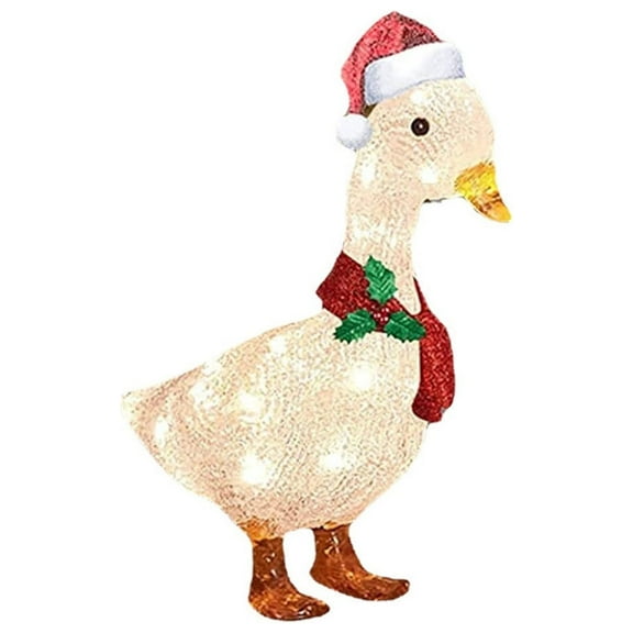Wdhugt Battery Operated Led Duck Lawn Ornament With Scarf Plastic Build 20X15Cm Size 1-Pack Christmas Garden Decoration A Type A