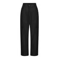 thumbnail image 2 of XFLWAM Women's Wide Leg Cargo Pants Elastic Waist Lightweight Casual Pants Y2K Baggy Trousers with Pockets Black L, 2 of 5