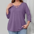 thumbnail image 5 of JUSLIO Plus Size Women Tops Cotton Relaxed Fit Blouses Solid Long sleeve Blouses Purple 2XL, 5 of 8