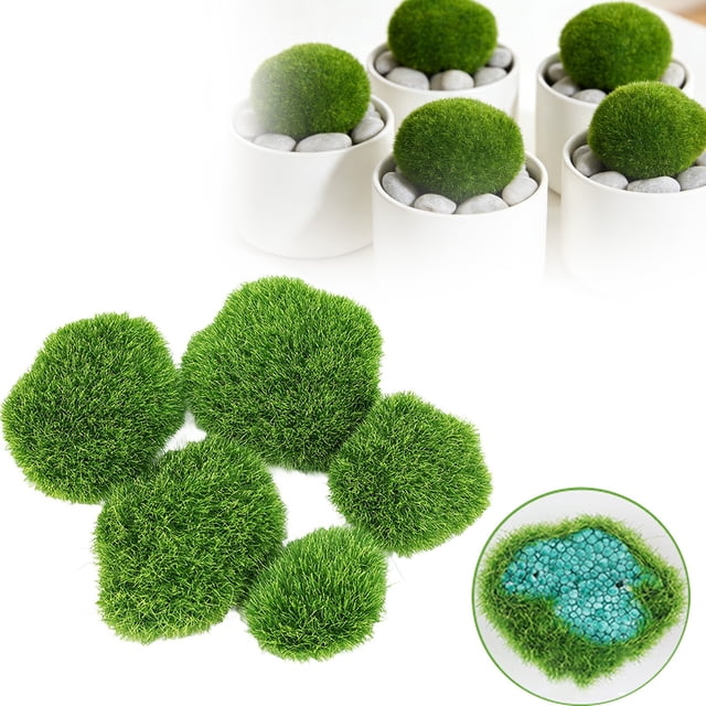 Jkkant Artificial Mossy Stone Set - Polystyrene Foam Rocks for Fairy Garden, Plant Decor, DIY Crafts (6-Pack)