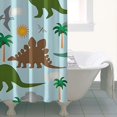 thumbnail image 4 of Dinosaurs Volcano Light Blue Pattern Shower Curtain 36"x72" ,Bathroom Decorative Shower Curtains Set with 12 Hooks,Modern Waterproof Washable Shower Curtain, 4 of 6