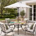 thumbnail image 2 of Round Outdoor Tablecloth with Umbrella Hole and Zipper, Colorful Palm Leaves Tablecloth with Elastic Waterproof, Tropical Botanical Summer Patio Table Covers for 36" - 44" Picnic Pool Tables, 2 of 9