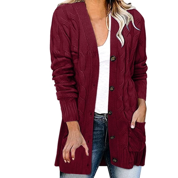 BJUTIR Cardigan For Women Casual Knit Cardigan Sweater Large Size Loose Twist Button Jacket Women