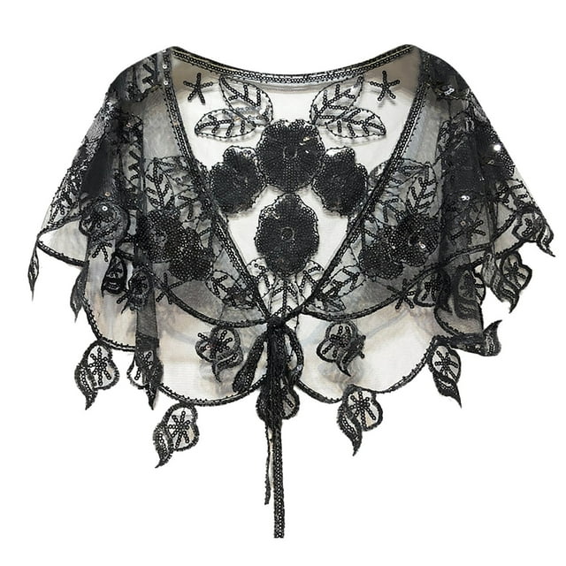 Cape de Soirée en Maille à Sequins pour Femmes – Accessoire de Robe Châle Élégant et Ample avec Étole de Fête