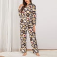 thumbnail image 6 of Rateoe lips record rock Skull Pattern Womens Pajamas Set Long Sleeve Sleepwear Button Down Nightwear Soft Cotton Pj Lounge Sets, 6 of 9