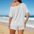 thumbnail image 5 of Bovxnpu Women 2 Piece Loungewear Set Beach Vacation Sweatsuit Tracksuit Set Summer Relaxed Off Shoulder Beach Holiday Wear Set Summer Outfits, 5 of 9