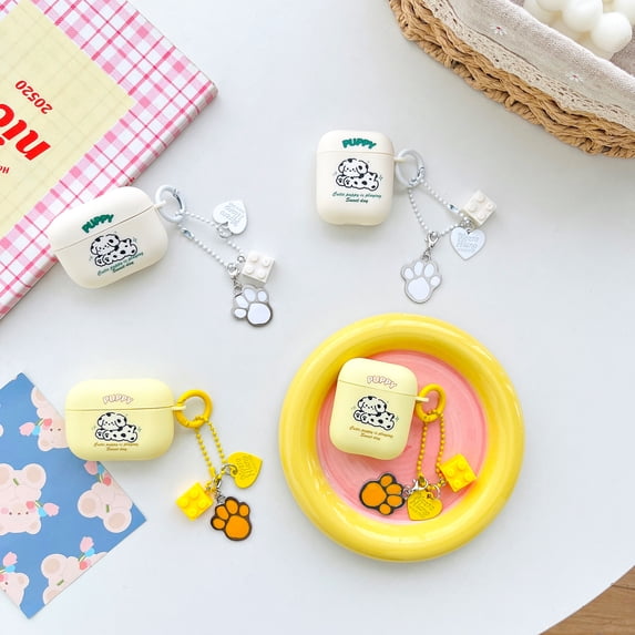 For Apple AirPods Pro Frosted TPU Lovely Style Cute Puppy Dog Pattern Soft Earphone Case Shockproof Case Cover With Pendant