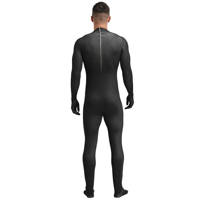 YONGHS Mens Spandex Open Face Zentai Suit Costume Back Zipper