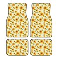 thumbnail image 1 of Kdxio European-style Pattern Sunflower Print Car Floor Mats Universal SUV Front Rear Floor Foot Mats 4-Piece Full Set with Non-Slip Rubber Backing Car Accessories for Most Cars, 1 of 7