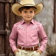 thumbnail image 2 of Boys Western Style Print Shirt Top for Kids Casual Plaid Button Front Shirt with Rugged Comfort for Everyday Wear Pink 150, 2 of 4