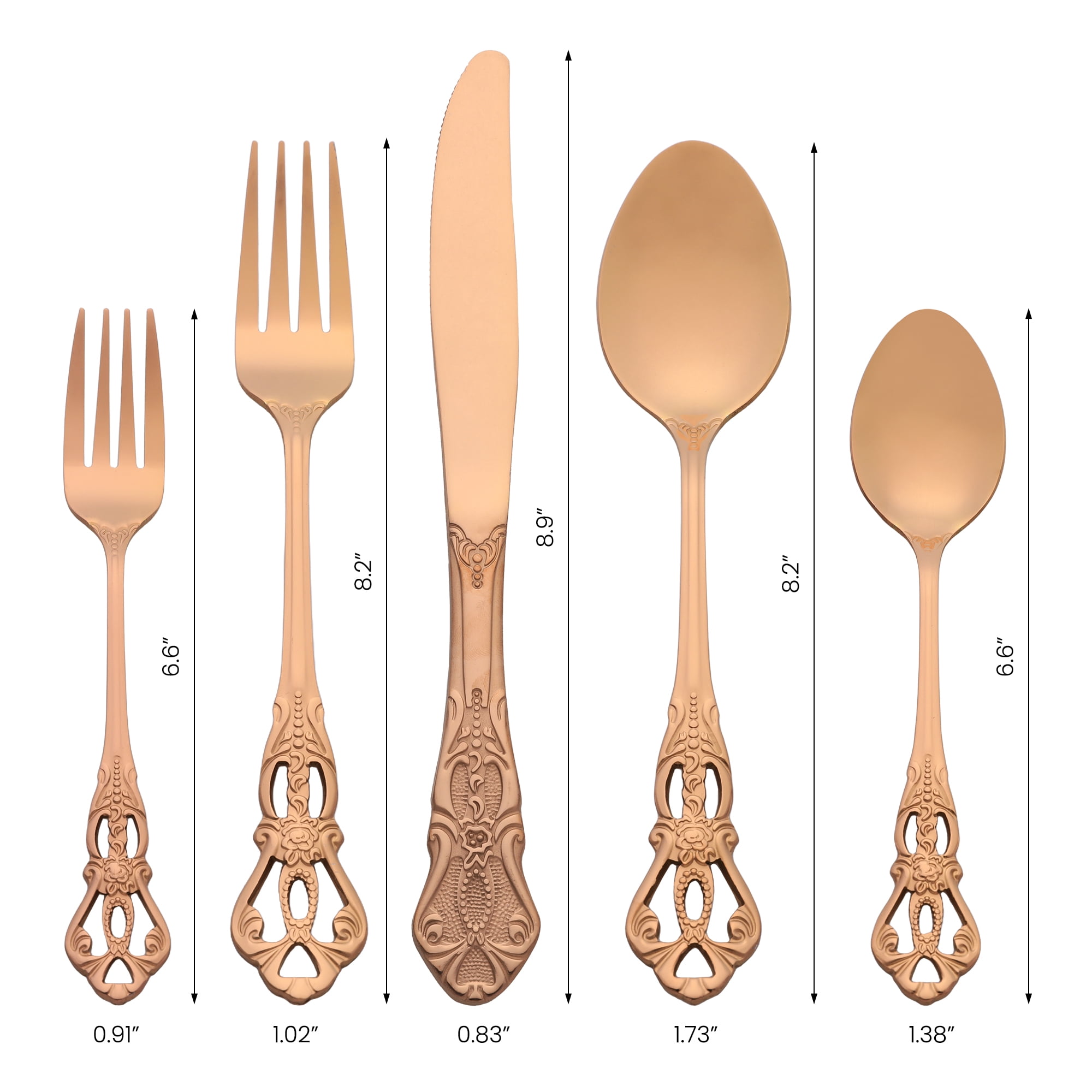 Unique Bargains 30 Piece Silverware Stainless Steel Flatware Set with Openwork Gold1