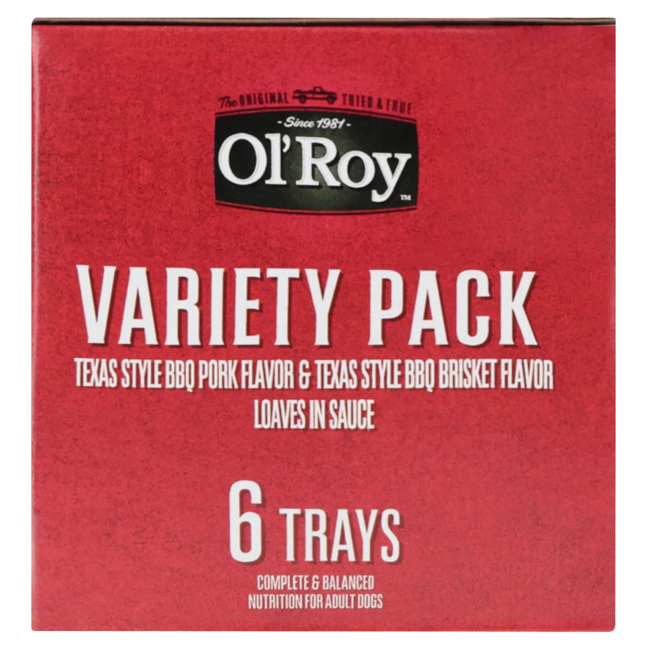 (4 pack) Ol' Roy Texas Style BBQ Brisket Flavor and BBQ Pork Flavor Grain-Free Wet Dog Food Variety Pack, 10.5 oz Cups, 6 Pack