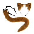 thumbnail image 2 of Juego de Orejas Y Cola de Piel Sintética, Orejas Y Cola de Animales, Decoración de Fiesta, Diadema con Orejas, Disfraz de Cosplay para Mardi Gras, Vac Marrón Fernando Cola, 2 of 8