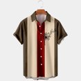 thumbnail image 3 of Camisas De Vestir Para Hombre Camisa holgada con estampado de música informal hawaiana de verano para hombre, camisa de manga corta con cuello vuelto (Wine, XL), 3 of 4