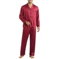thumbnail image 5 of INSPIRE CHIC Satin Pajamas Set for Men's 2 Pieces Homewear Long Sleeve Nightshirt Casual Loungwear, 5 of 6
