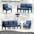 thumbnail image 2 of Kullavik Aluminum Patio Furniture Set with Fire Pit Table, 6 Seats Outdoor Patio Conversation Set with Swivel Chair Modern Metal Patio Sectional Sofa with Upgrade Cushions for Patio, Backyard,Navy, 2 of 10