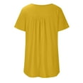 thumbnail image 7 of Women's Summer Solid Round Neck Button Pleated Short Sleeve Tops, 7 of 7