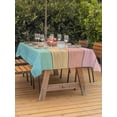 thumbnail image 3 of Outdoor Tablecloth with Umbrella Hole for Patio/Picnic/Party/Camping, Pink Wooden Grain Waterproof Table Cloth Rectangle Table Cover Washable, Vintage Chic Geometric Ombre Teal (60"x 84"), 3 of 8