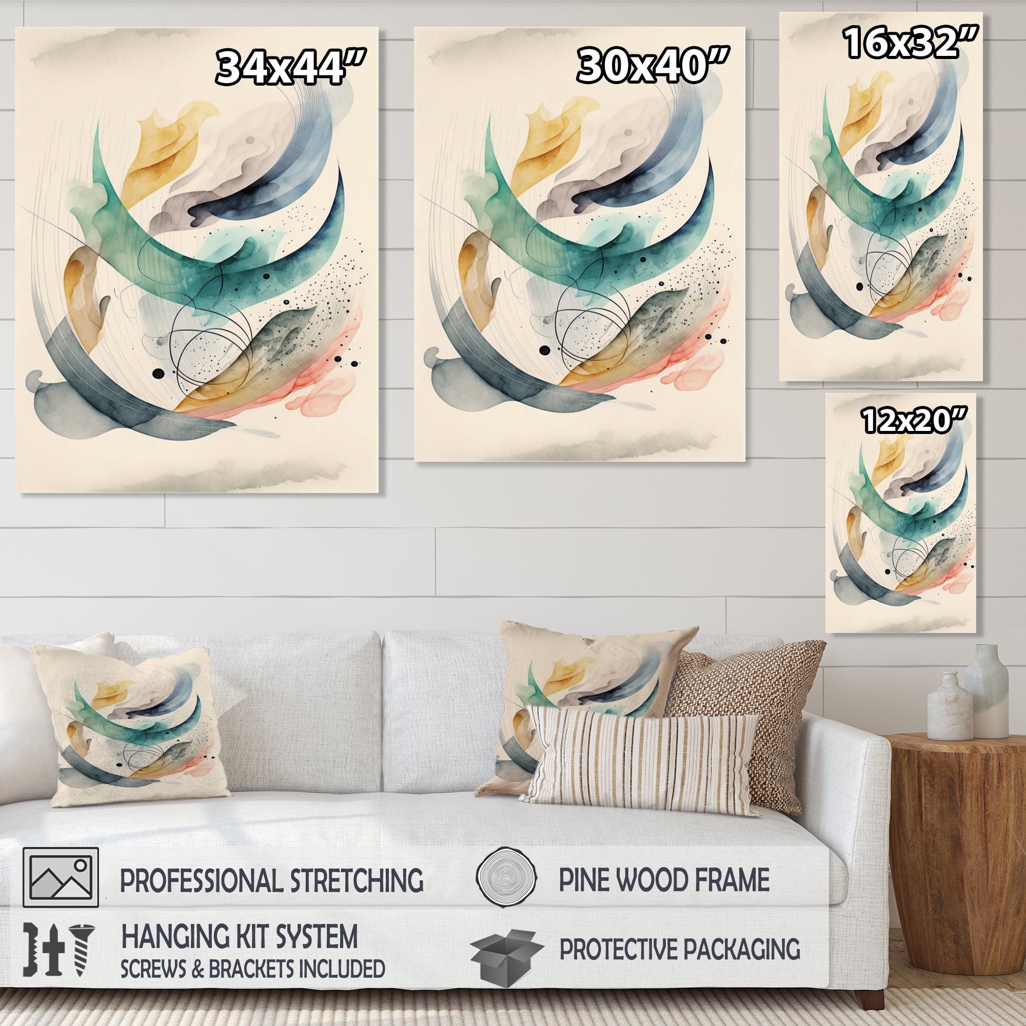 Designart Soft Minimalist Abstract Canvas Wall Art