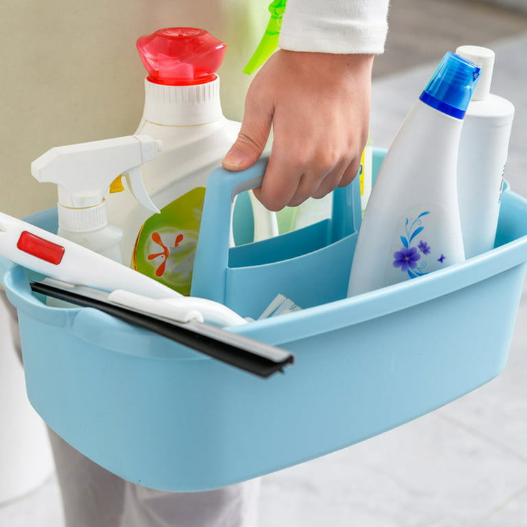 SUNRI Portable Storage Basket Cleaning Caddy Storage Organizer Tote with  Handle for Laundry Bathroom Kitchen Spray Bottles Cloths Brush Supplies