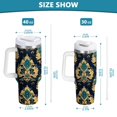 thumbnail image 6 of Yayeee 40oz Stainless Steel Tumbler with Straw and Handle Double-Wall Insulated Travel Water Bottle, Green Peacock Pattern, 6 of 8