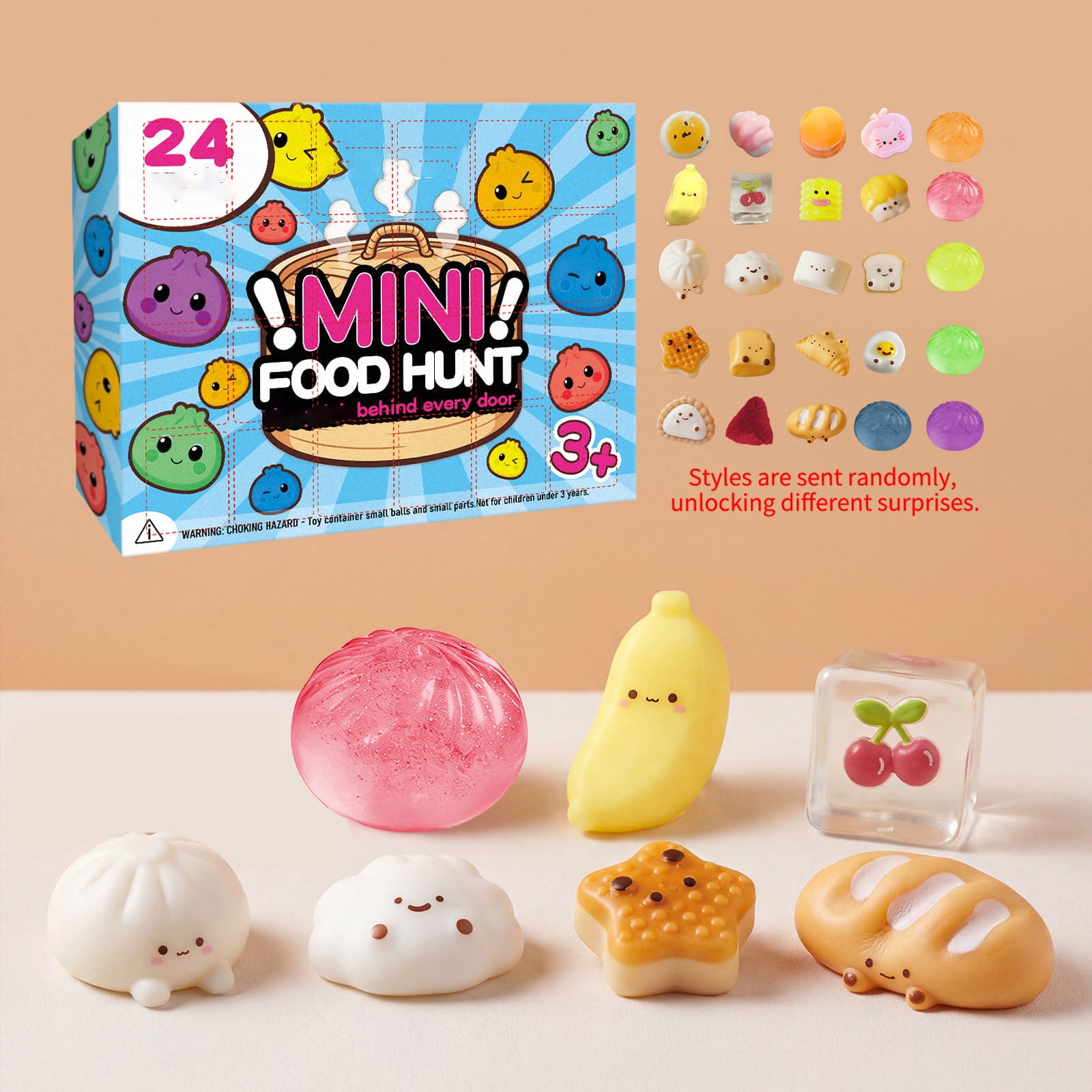New Squishy 24 Mini Food Fidget Cute Soft Rubber stress Relief Gifts