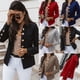 thumbnail image 2 of Guardurnaity Abrigo de mujer con botones, chaqueta de Color sólido, traje elegante de algodón delgado, ropa de vestir, tops de compras de viaje Prendas para la parte del cuerpo L, 2 of 6