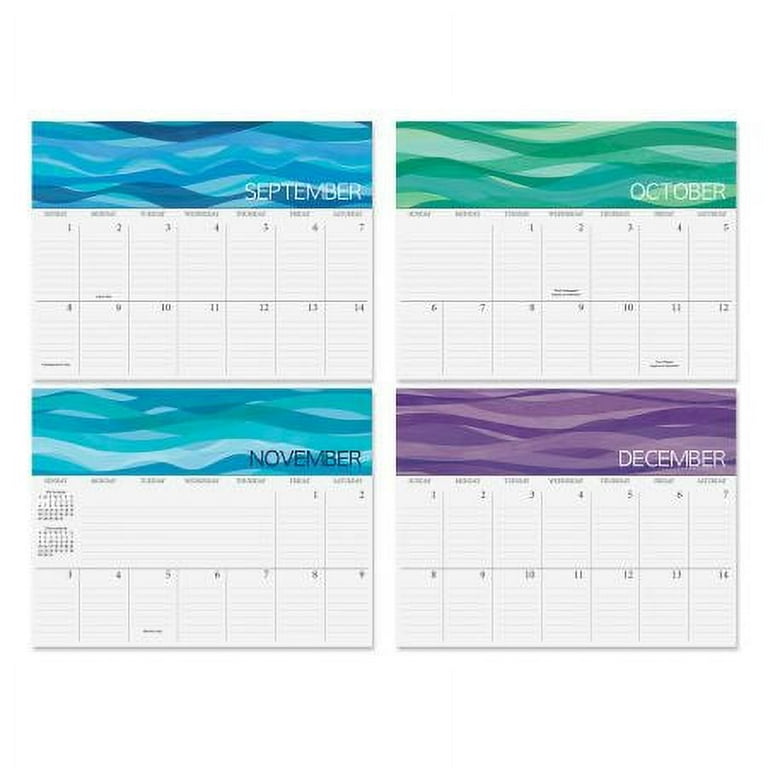 2024 Watercolor Waves Big Grid Wall Calendar, 12" x 9" (Closed), Spiral  Bound, by Current - Walmart.com