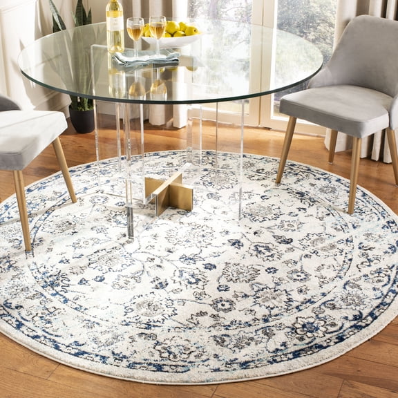 Safavieh Madison Kirsteen Floral Area Rug, Light Gray/Blue, 6'7" x 6'7" Round
