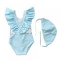 thumbnail image 3 of AJZIOJIRO 1-7Years Girls One-Piece Beach Swimsuits with Swim Caps Chidlren Sunsuit Summer Princess Beachwear Toddler Girls Ruffled Swimwear, 3 of 3