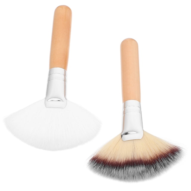 Aplicador de maquillaje facial de maquillaje de ventilador de 2pcs para el corrector de rubor en polvo de la base
